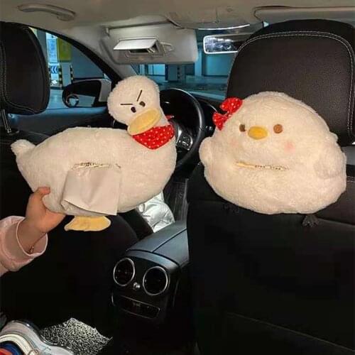 Cartoon Cute Duck Chicken Hanging Female Car Drawer Box Car Seat Back Armrest Box Cushion Tissue Box