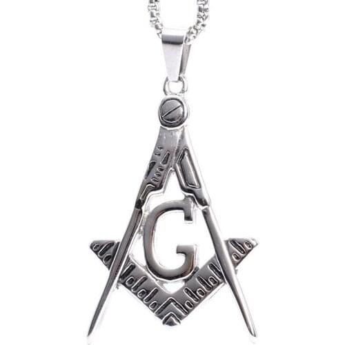 Mens Silver color Freemason Masonic 316L Stainless Steel Pendant