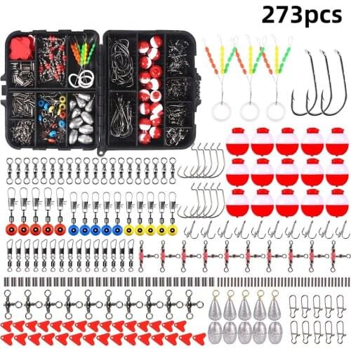 273 Pieces of Fishing Accessories Set Spherical Float Lure Sea Fishing Rock Fishing Swivel Crank Hook