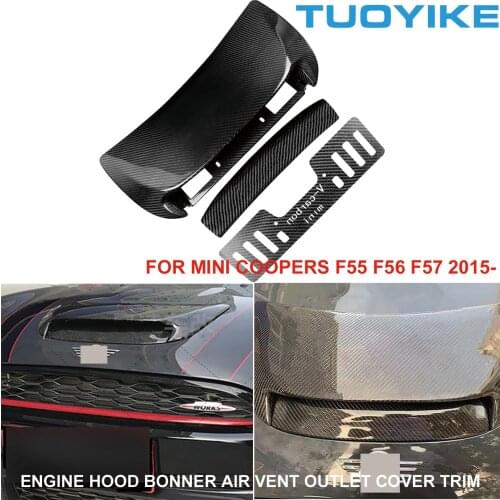 Car Real Carbon Fiber Front Engine Hood Bonnet Air Vent Trim Cover Outlet Flow Intake For BMW Mini CooperS F55 F56 F57 2015-Up