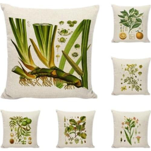 Cushion Cover Herb Linen Cotton Hazelnuts Acorn Poppies Rue Sour Cherries Seed Throw Pillows Home Decor Garden Gifts Pillowcases