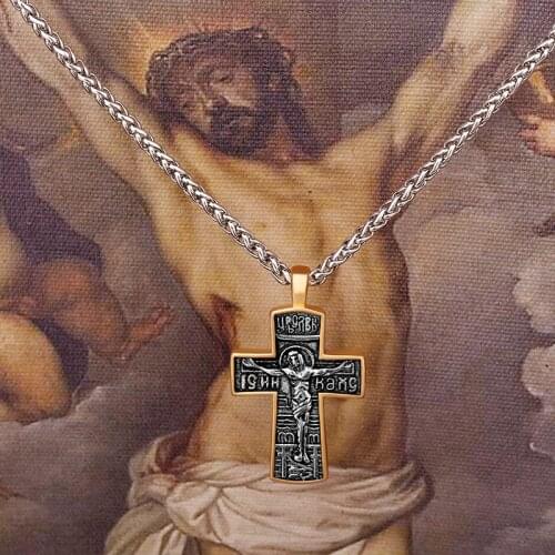 [316L Stainless Steel] Religious Cross Christianity Jesus Savior Catholic Gospel Pendant Necklace Unisex Gift