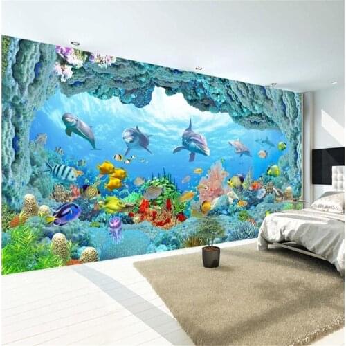 European-style underwater wallpapers world landscape background wall blue wallpaper