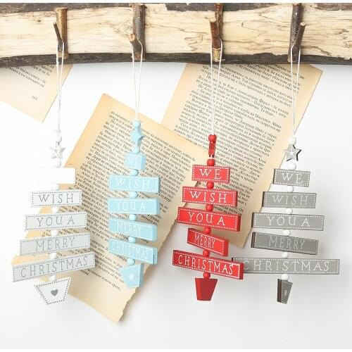 1pcs Christmas Decoration Wooden Pendant Door Kitchen Window Tree Ornaments Letter Wood Tree Hanging
