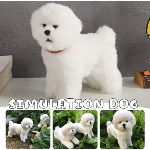 Lifelike Bichon Frise Dog Plush Stuffed Toy Cute Pomeranian Dog Puppy Toys Home Decor Crafts Photo Props