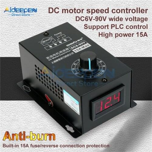 DC 6V-90V 15A DC Motor Speed Regulator LED Digtal Display DC motor Control CV PWM Governor Adjustable Switch