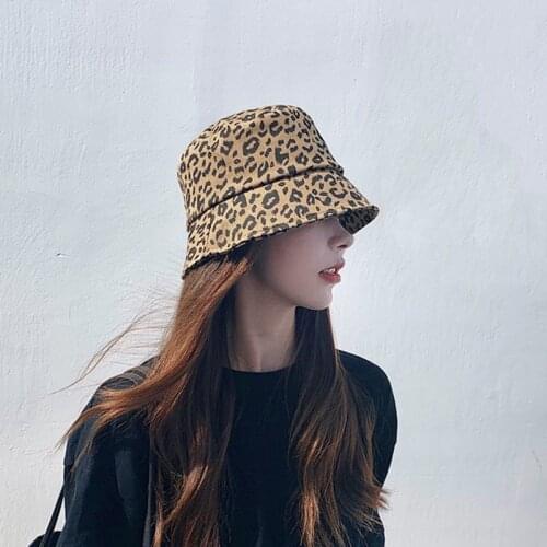 Hats for Women Fashion Leopard Print Summer Hat Bucket Hat Outdoor Hiking Beach Fishing Cap Ladies Sunscreen Hat