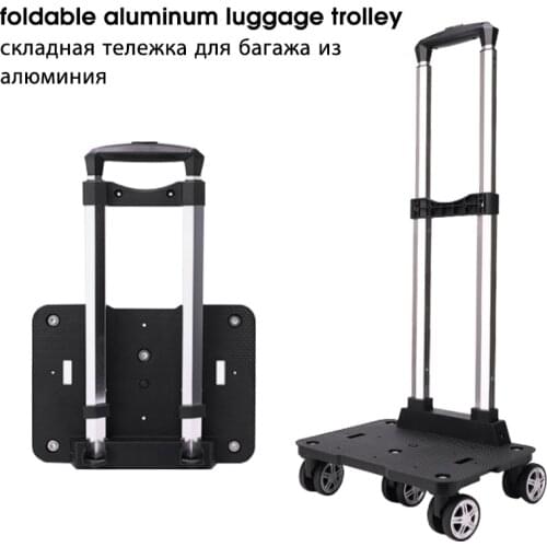 Folding Trolley Cart for Luggage Lightweight Aluminum Collapsible Portable Fold Up Dolly for Travel Shopping