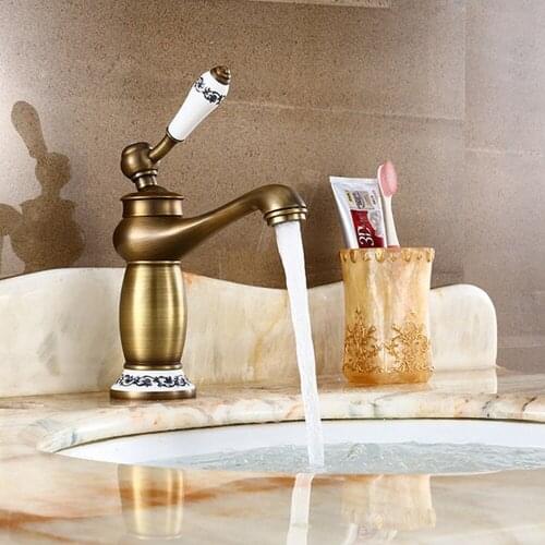Bathroom Faucet Antique Bronze Finish Brass Basin Sink Solid Brass Faucets Single Handle Water Mixer Taps Bath Cran