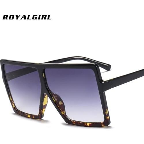 ROYAL GIRL Oversized Sunglasses Women Big Frame Flat Top Sun Glasses Men 2020 New Designer Vintage Square Gradient Shades ss160