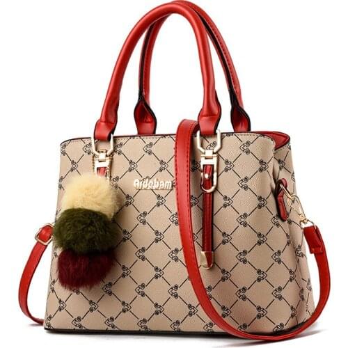 Luxury Women Handbags Leather Designer Pattern Shoulder Bag Fur Ball Ladies Tote Bag Female Messenger Bags For Women 2019 Bolsas