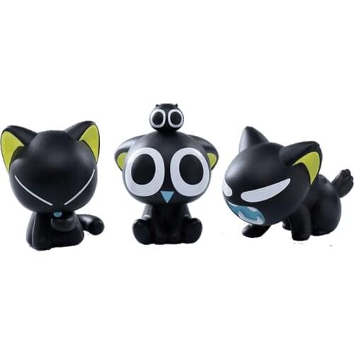 The Legend of Hei 3Pcs Cats Cartoon Figure Model Desktop Decoration Collectible Model Toys Anime Toys Gift