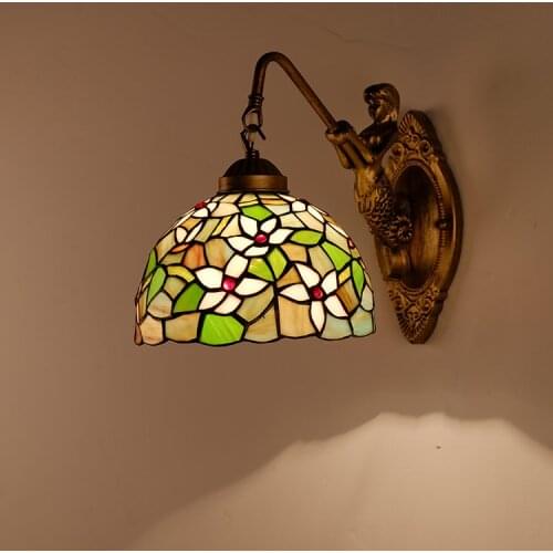 Tiffany, Mediterranean wall lamp, bedroom, bathroom, simple mirror, headlight, corridor, color glass lamp