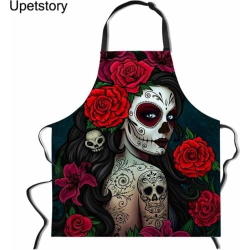 Upetstory Cartoon Gothic Girls Printed Sleeveless Aprons for Men Women Home/Restaurant/Coffee Shop Cleaning Tools Home Accessory