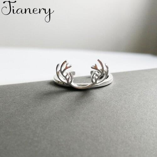 JIANERY Exaggerated Retro Silver Color Deer Antlers Rings For Women Engagement Rings Vintage Jewelry