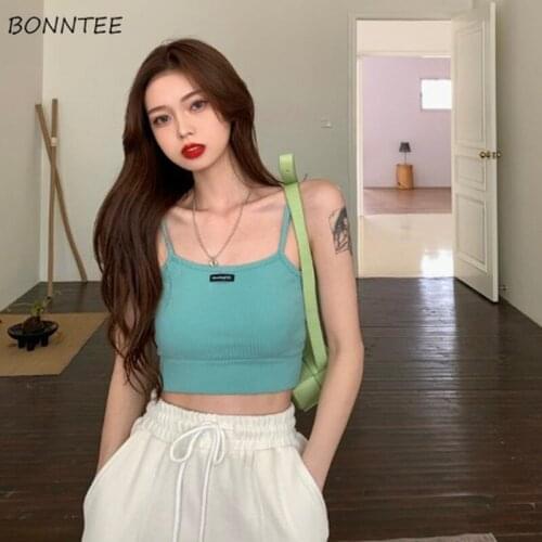 Camis Women Pure Trendy Chic Korean Style High-street Club Backless Western Stylish Clothing Y2k Crop Tops Hot Girl Simple Cozy
