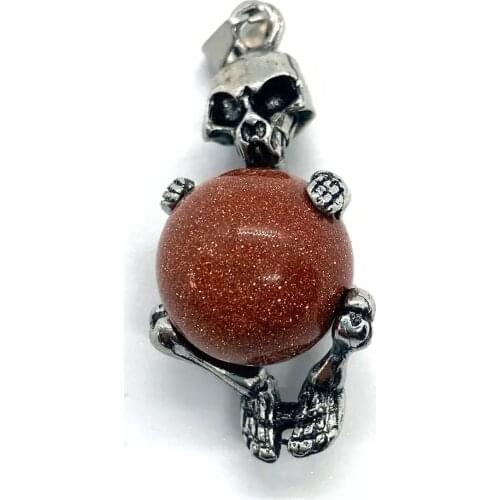 ZV Natural Stone Skull Shape Gem Pendant For Woman Skeleton Style Making DIY Charm Simple Crystal Necklace Gift