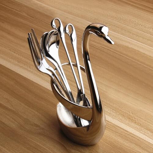 1pc Swan fork and spoon Holder Wedding Party Fruit Fork Holder Tableware Wedding Decorate Zinc alloy