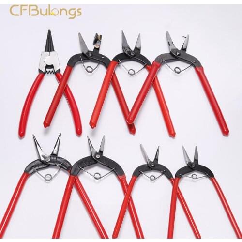 1 PCS Red Handle Multifunctional Flat/Pointed Mouth/Beaded Wire Pliers Hand-Knitted DIY Charm Jewelry Equipment Kit