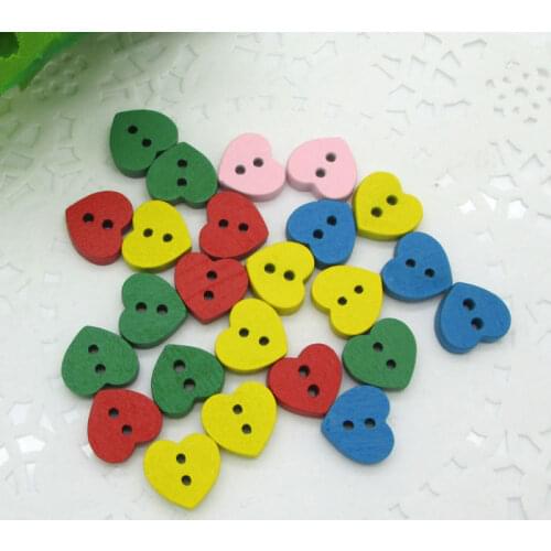 100Pcs Mixed Wood Heart Sewing Wooden Buttons For Kids Clothes Scrapbooking Decorative Botones Needlework DIY Accessories