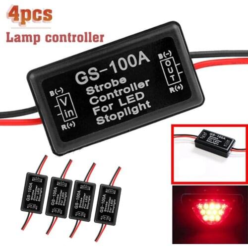 12 V LED Tail Brake Light Flash Strobe Controller Box 4X Flasher Module Turn/Tail/Brake/License Plate Lamp Stop Light Controller