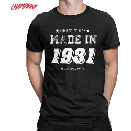1981 Vintage Mens T Shirts 40th Birthday Gift 40 Years Old Funny Tee Shirt Short Sleeve T-Shirt 100% Cotton Graphic Clothes
