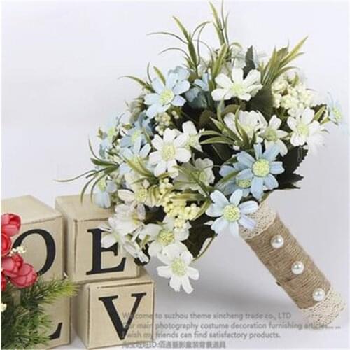 2021 Pink White Wedding Bouquet Handmade Artificial Flower Rose Buque Casamento Bridal Bouquet for Wedding Decoration