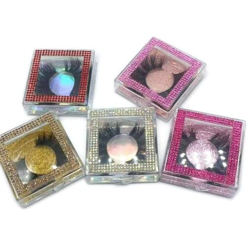 25mm Mink Eyelashes with Diamond Lash Packaing Rhinestone 25mm Long Styles Real Mink Eyelashes Full Strip Fluffy Super Soft Lash