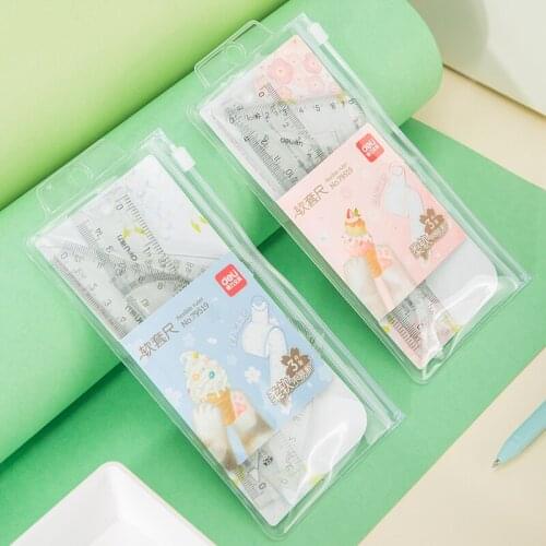3pcs / set of Deli 79519 drawing soft ruler, multi-functional combination ruler, triangle ruler and ruler, student supplies