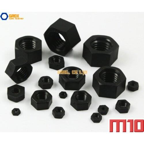 50 Pieces M10 Black Nylon Metric Hexagon Nut Insulation Nut
