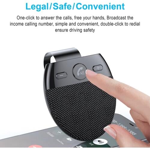 Bluetooth Car Speaker with Visor Clip Wireless Speakerphone Music Player Car Kit for Handsfree Calling Black