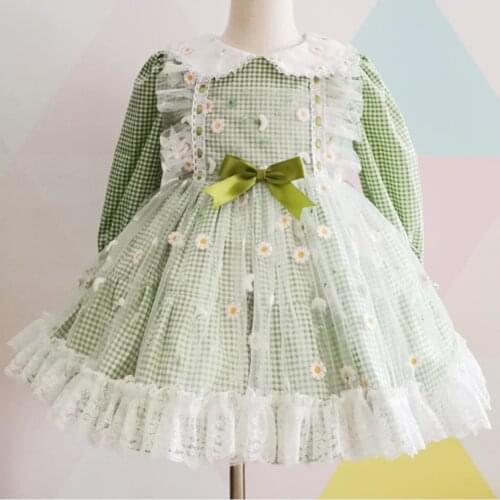 Court style Lolita Baby Girls Gown Spanish Kids mesh stitching Princess Birthday Party Dress