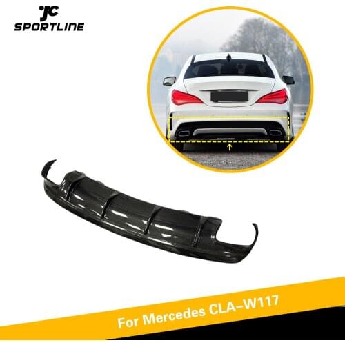 Rear Bumper Diffuser Lip for Mercedes-Benz CLA W117 C117 CLA200 CLA250 Sport CLA45 AMG 2013 - 2015 Carbon Fiber / Gloss Black