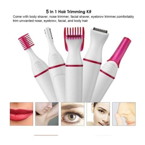 5 in 1 Electric Hair Shaver Painless Trimmer For Eyebrow Nose Body Bikini Area Facial Hair Epilator razor special epilator