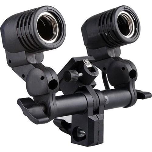 Photo Dual Twin Lamp Bulb Holder E27 Socket Slave Swive Bracket Light Mount for Strobe Light A45S S45T