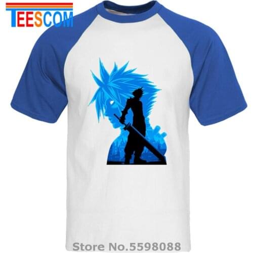 Japanese Anime Final Fantasy T shirts men FF VII Sword Cloud T-shirt male Cartoon Blue Berserk T shirts for gamer gift tee shirt