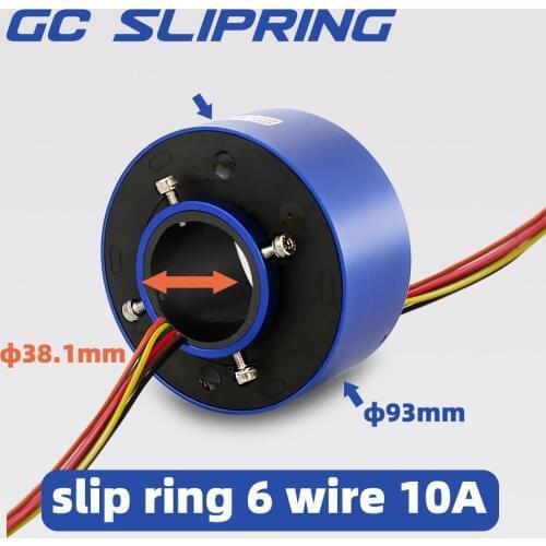 GCSLIPRINGslipring conductive slip ring through hole 38.1mm6 wire 10A slip ring brush collector ring