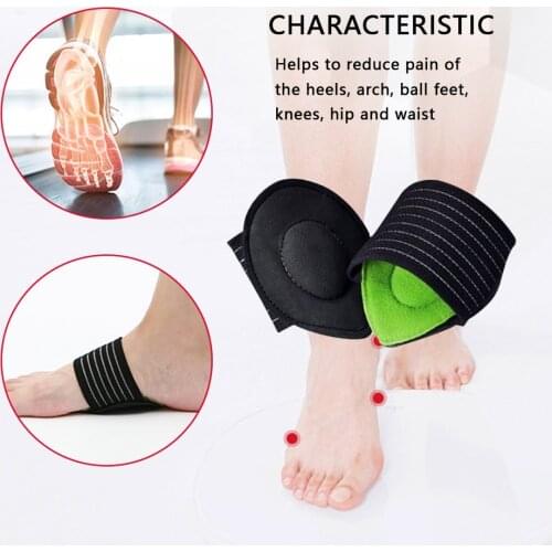 Green Arch Support Foot Cushion Pads Compression Massager for Flat Feet Decreased Plantar Fasciitis Pain Night Foot Care