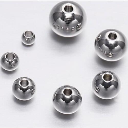 30-100Pcs 3-8mm Stainless Steel Round Seed Big Hole Bead Loose Spacer Beads For DIY Jewelry Making Findings Supplies Accessories