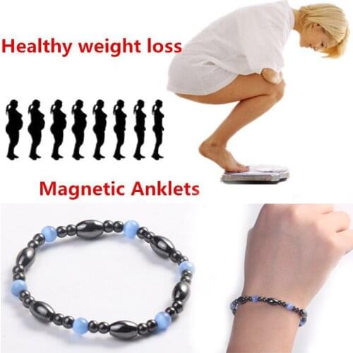 Health Care Magnetic Hematite Stretch Beaded Bracelets for Men Women Weight Loss Stone Magnetic Therapy Slimming Beaded Bracelet