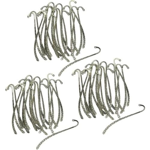 Pack of 60 Tibetan Silver Beaded Bookmarks Hook Bookmark with Loop Findings Jewelry Making Charms