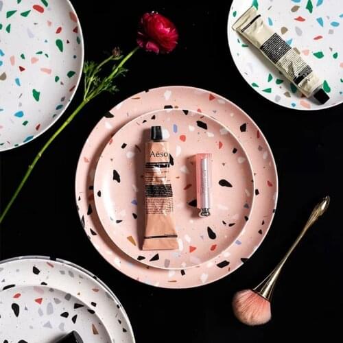 8/10 inch Terrazzo painting dinner plate set drop shipping plate dish wholesale Dinnerware Set Dishwasher Microwave Oven safe
