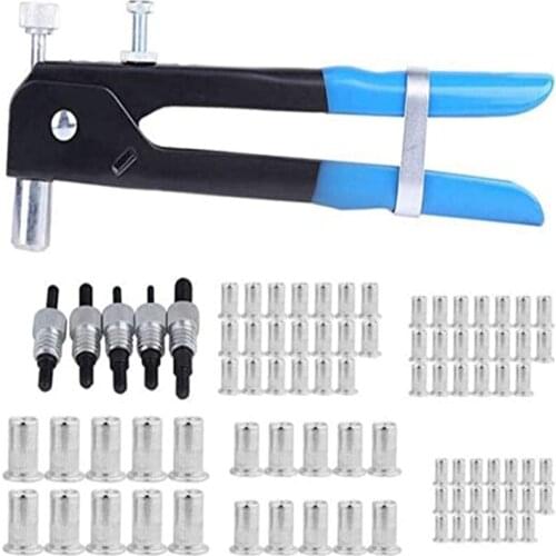 Fastener & Clip 86 PCS Manual Pull Gun Pull Cap Gun Rivet Nut Set Manual Nut Gun Set Gun Blind Rivet Hand Tool Set