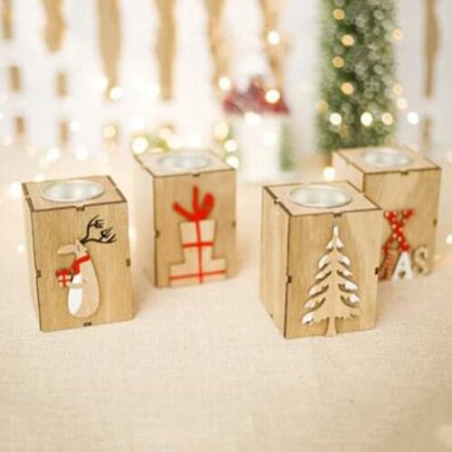 New Wood Candlestick Candle Holder Christmas Decorative Lanterns With Hanging Star Christmas Tree Decoration Wedding Home Decor