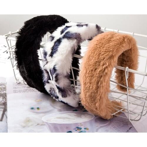 Leopard Velvet Headbands Plush Wide Women Solids Hair Hoop Bands Winter Girls Dress Elastic Hairbands Hair Accessories Headwear