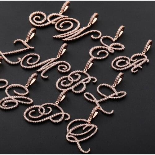 Hip Hop Personality Letters Pendants Necklaces AAA CZ Stone Paved Bling Iced Out Name Necklace for Women Men Rapper Jewelry