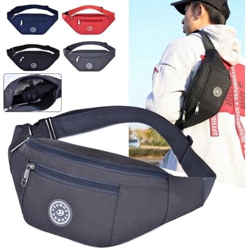 Waist Bag Nylon Man Belt Pouch Womens Bag Waist Pack Wallet Zip Travel Hiking Bag Black Blue Gray Waist Bag Men Messenger bag