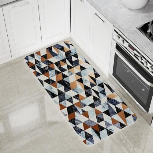 Door Mat Kitchen Rug Living Room Bedroom Bathroom Rhombic Grid Geometry Modern Anti Slip Floor Mat Printed Carpets