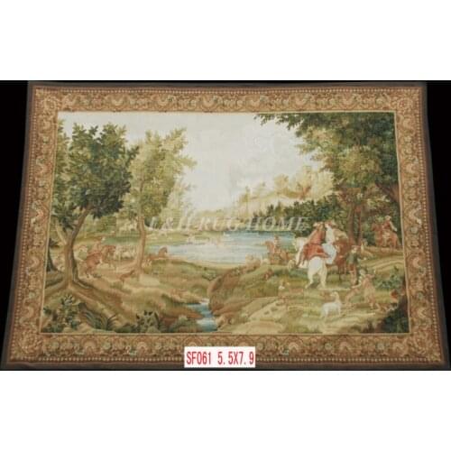 Free Shipping 5.5'X7.9' Handmade wool aubusson tapestry gobelin carpet, wall hanging tapestry wool tapestry paintings