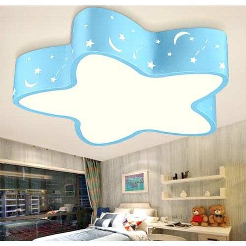 Modern brief iron children bedroom ceiling light fixture home deco Five-pointed star moon star acrylic LED ceiling lamp